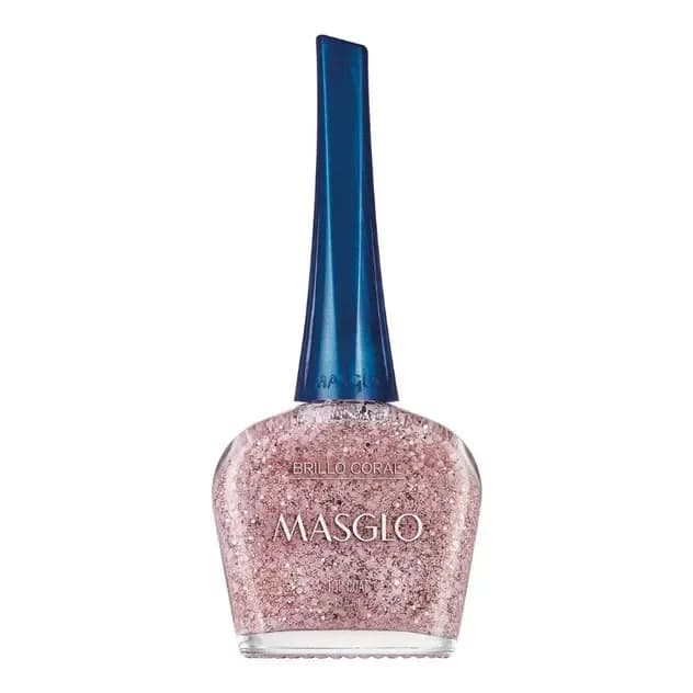 Esmalte Tradicional Glitter Brillo Coral Masglo