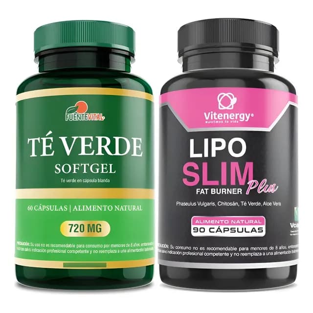 Te Verde Capsula Gel + Lipo Slim Boqueador De Carbohidratos 