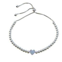 Pulsera De Plata Ajustable De Corazon Plateado TALLA UNICA
