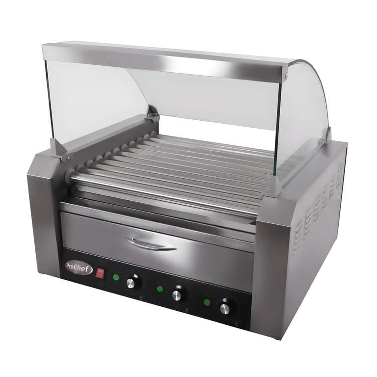 Maquina de Completos Roller Hot Dog 11 Rodillos con cajonera temperada
