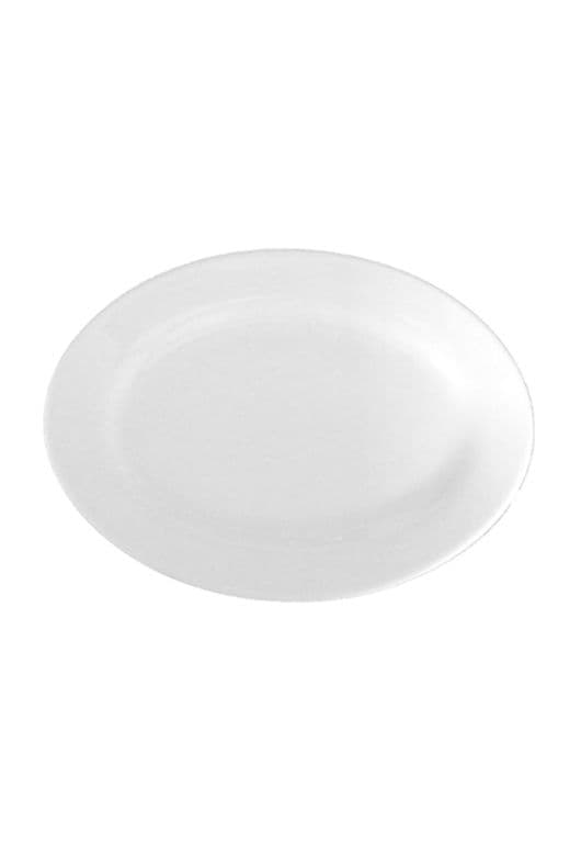 SET DE 6 AZAFATES OVALADOS DE PORCELANA BLANCOS 25 CM C/BORDE STAR ROUND