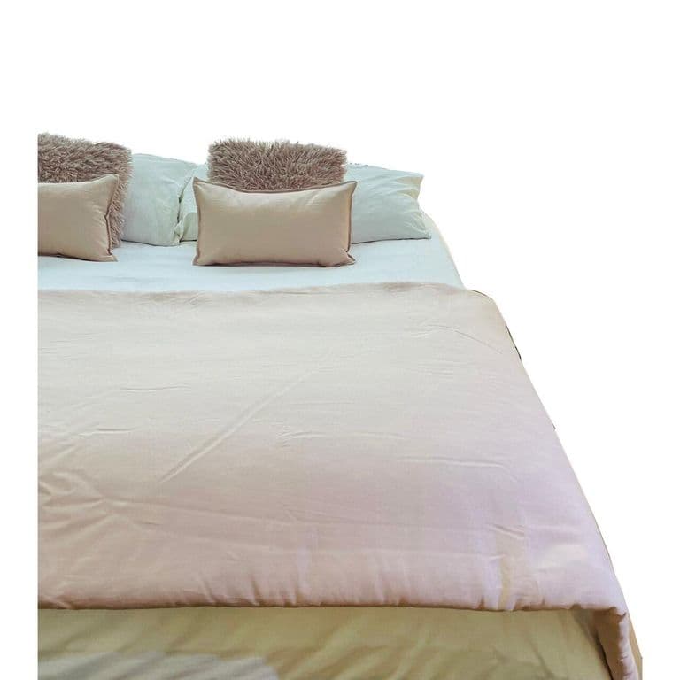 Set Piecera Lino Rosado Nude 90 X 260 2 Cojines