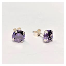 Aros Circon Plata 8mm Lila Morado TALLA UNICA