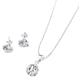 Conjunto de circon y plata. Plateado TALLA UNICA