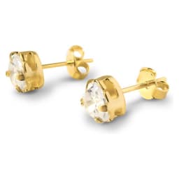 Aros Corazon Circon Enchapado Oro 18K Dorado TALLA UNICA