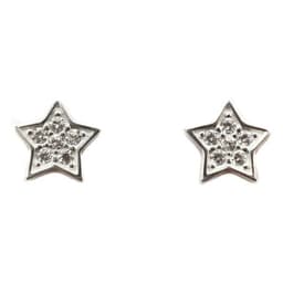Aros Estrella Circon Blanco 10mm Plata Fina 925 Plateado TALLA UNICA