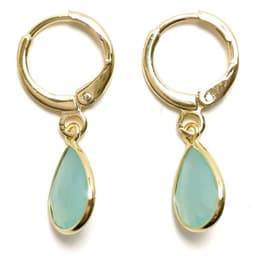 Aros Argolla Calcedonia Verde Enchapado Oro 18K Amarillo TALLA UNICA