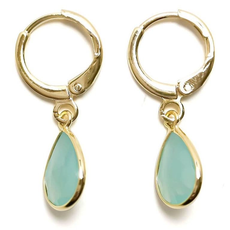 Aros Argolla Calcedonia Verde Enchapado Oro 18K Amarillo TALLA UNICA