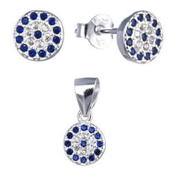 Set Ojo Turco Circon Plata 925 Plateado TALLA UNICA
