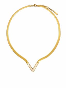 Colgante forma v gargantilla minimalista nacar chapado en oro 18k Multicolor ...