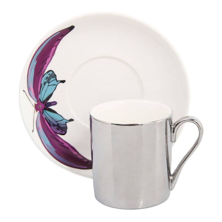 Taza Cafe Con Plato Reflejo Morado 2 Pzas