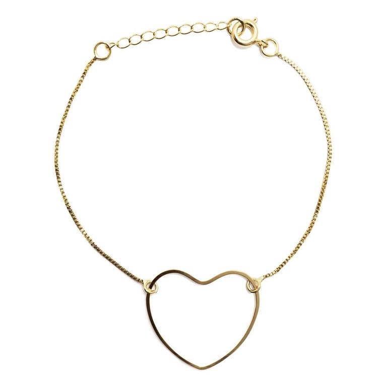 Pulsera Corazon Grande Enchapada Oro 18K Dorado TALLA UNICA