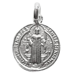 Colgante Medalla San Benito 14mm Plata Fina 925 Plateado TALLA UNICA