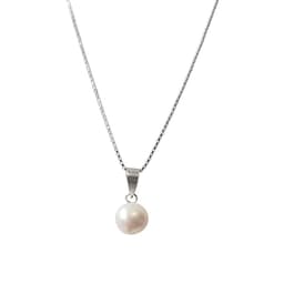 Collar Perla de Rio Plata Fina 925 Plateado TALLA UNICA
