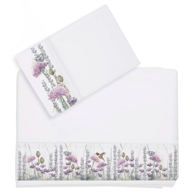 Juego de Sabanas Jardin Silvestre Lila 1,5 Plazas