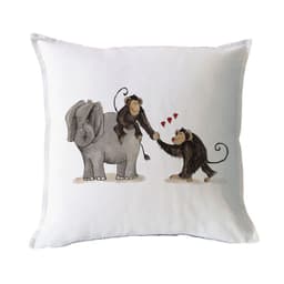 FUNDA COJIN ALGODON MONOS ENAMORADOS 45X45