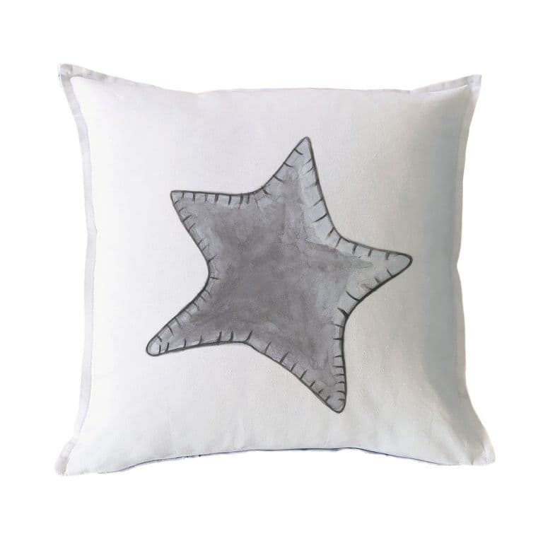 FUNDA COJIN ALGODON ESTRELLA SOLITARIA GRIS 45X45