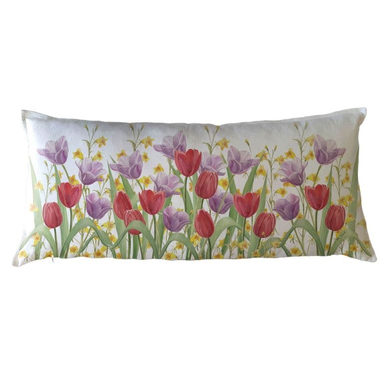 COJIN ALGODON JARDIN DE FLORES TULIAN ROJO XL