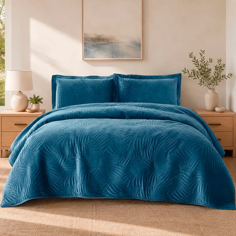 Quilt Liso Velvet Ibiza Petroleo Superking