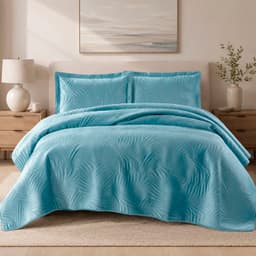 Quilt Liso Velvet Ibiza Celeste Light 2 Pzas