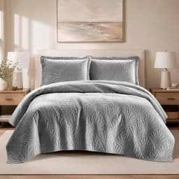 Quilt Liso Velvet Paris Gris Perla King