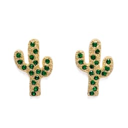 Aros Cactus Circon Verde Enchapado Oro 18K Verde TALLA UNICA