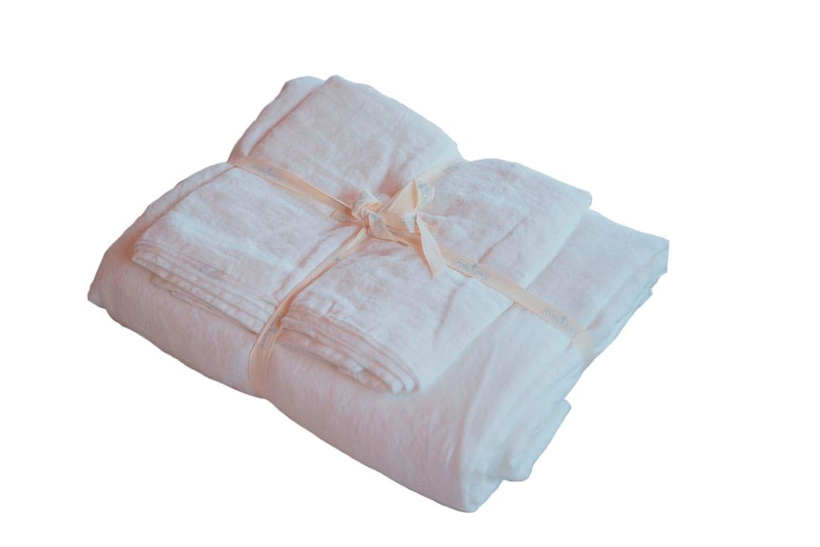 Juego de Sabanas de Lino King deshiladas blancas