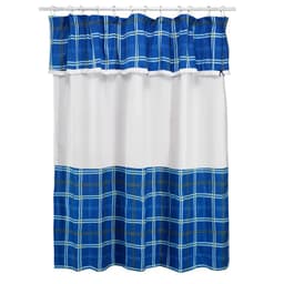 Juego de Cortina para Bano Escoces Azul 5 Piezas Sin Forro