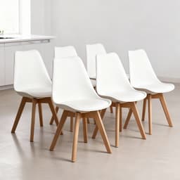 Pack 6 Sillas Eames Tulip Acolchadas Blanca Blanco