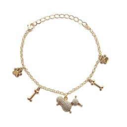 Pulsera Poodle Huesos Huellas Enchapada Oro 18K Dorado TALLA UNICA
