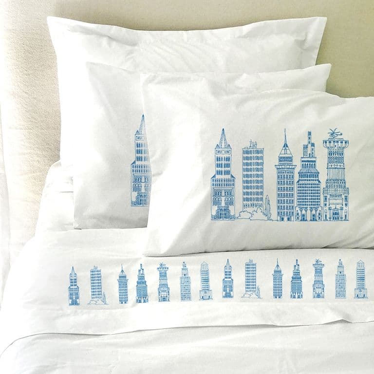 Juego de Sabanas King Edificios Azules -Tuyo Print
