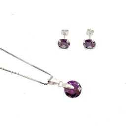 Conjunto Circon Plata Lila Lila TALLA UNICA