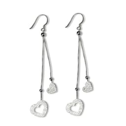 Aros Corazones Colgantes Plata Fina 925 Plateado TALLA UNICA