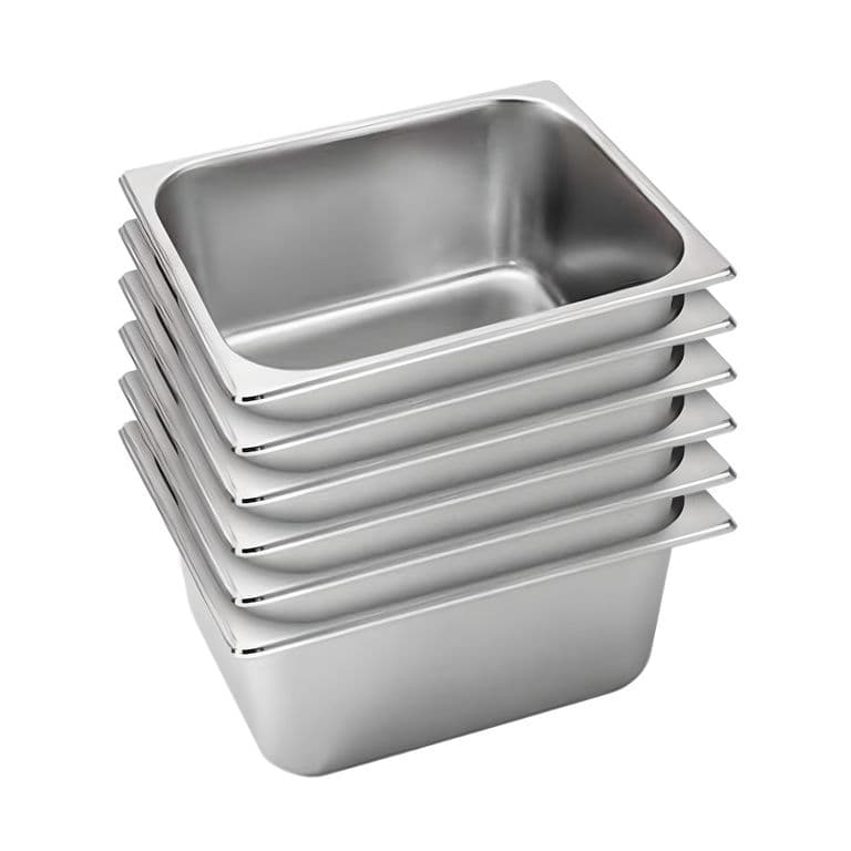 Deposito Gastronomico GN 1/2 x 150 mm Acero Inox. Pack 6 Un.