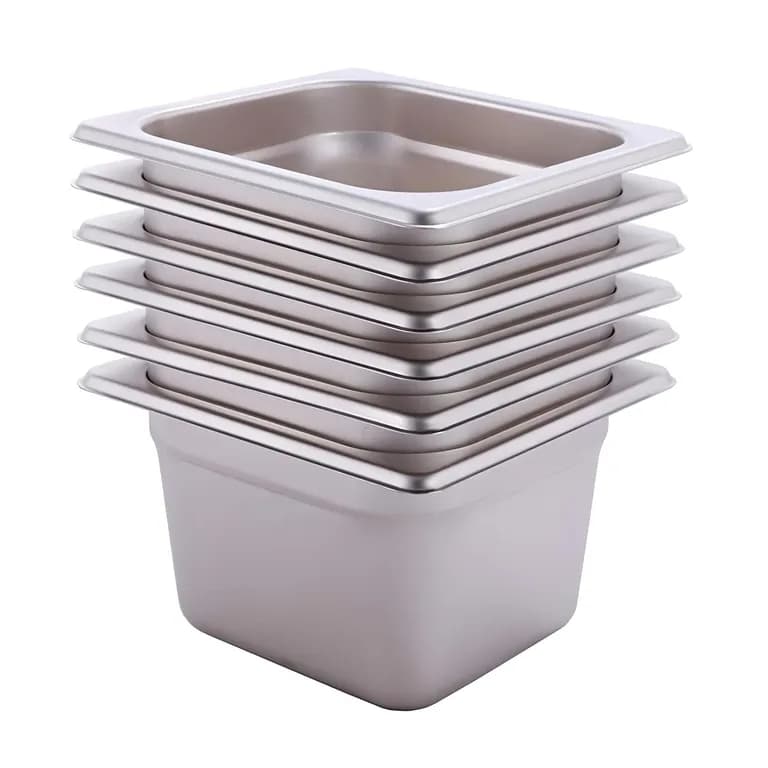 Deposito Gastronomico GN 1/6 x 150 mm Acero Inox. Pack 6 Un.