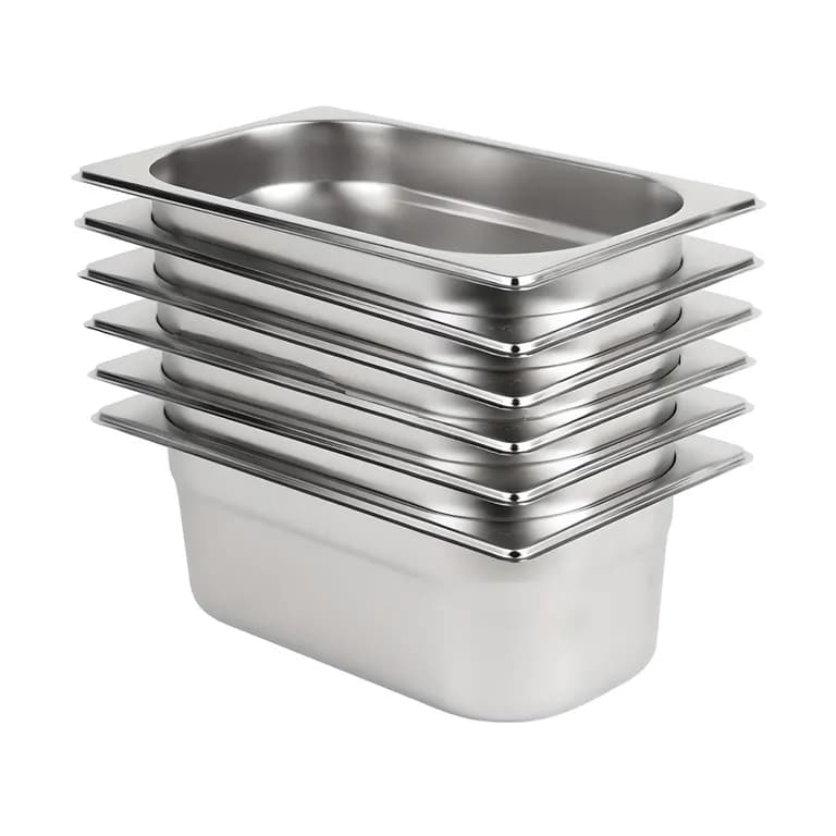 Deposito Gastronomico GN 1/4 x 100 mm Acero Inox. Pack 6 Un.