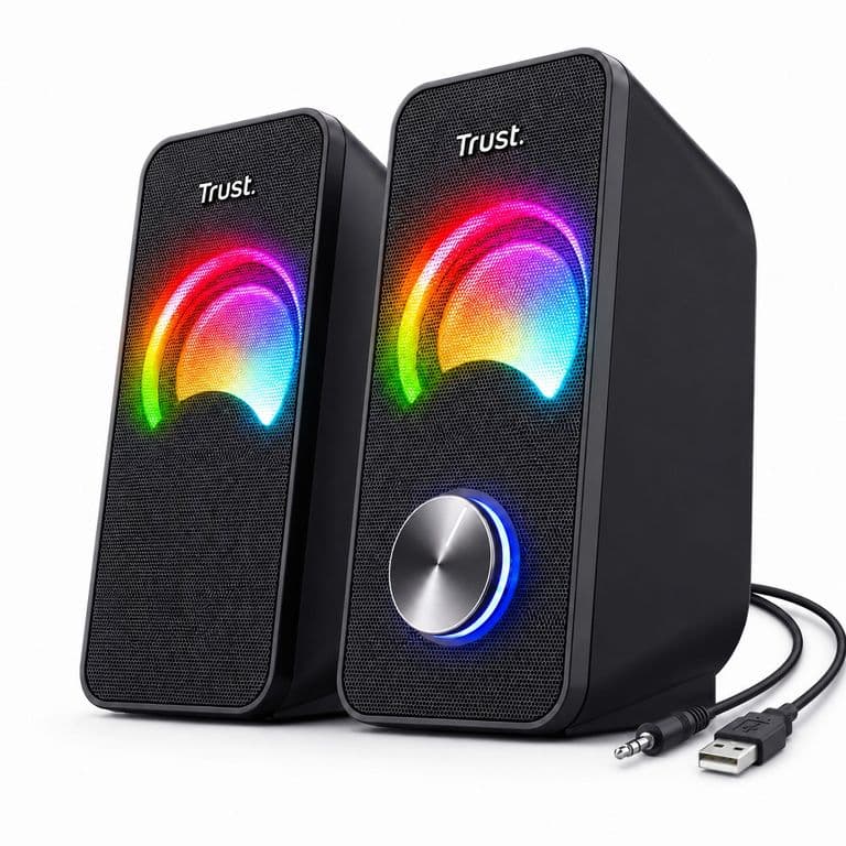 Parlantes USB con Luces RGB de 12W de Escritorio Arys Negro