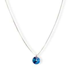 Collar Cristal Austriaco Azul Bermuda 6mm Plata Plateado TALLA UNICA