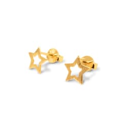 Aros Estrella Calada 8mm Enchapado Oro 18K Dorado TALLA UNICA