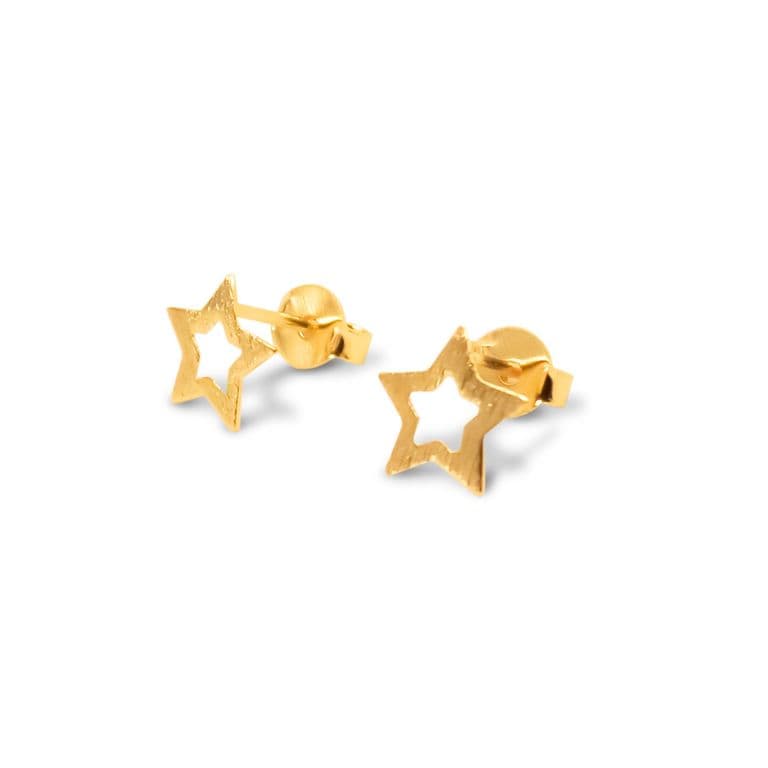 Aros Estrella Calada 8mm Enchapado Oro 18K Dorado TALLA UNICA