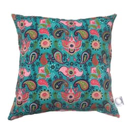 FUNDA COJIN DECORATIVO DISENO TURQUESA Y ROSA 45X45