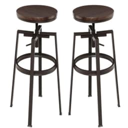 Pack 2 Taburete Industrial Vintage Metal Madera