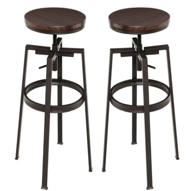 Pack 2 Taburete Industrial Vintage Metal Madera