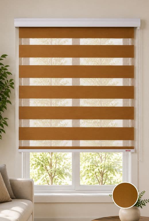 Cortina Roller Duo Zebra Dia y Noche 075X160 Madera