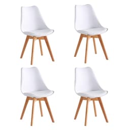 Pack x4 Sillas de Comedor Tulip Blanca - Blanco Blanco