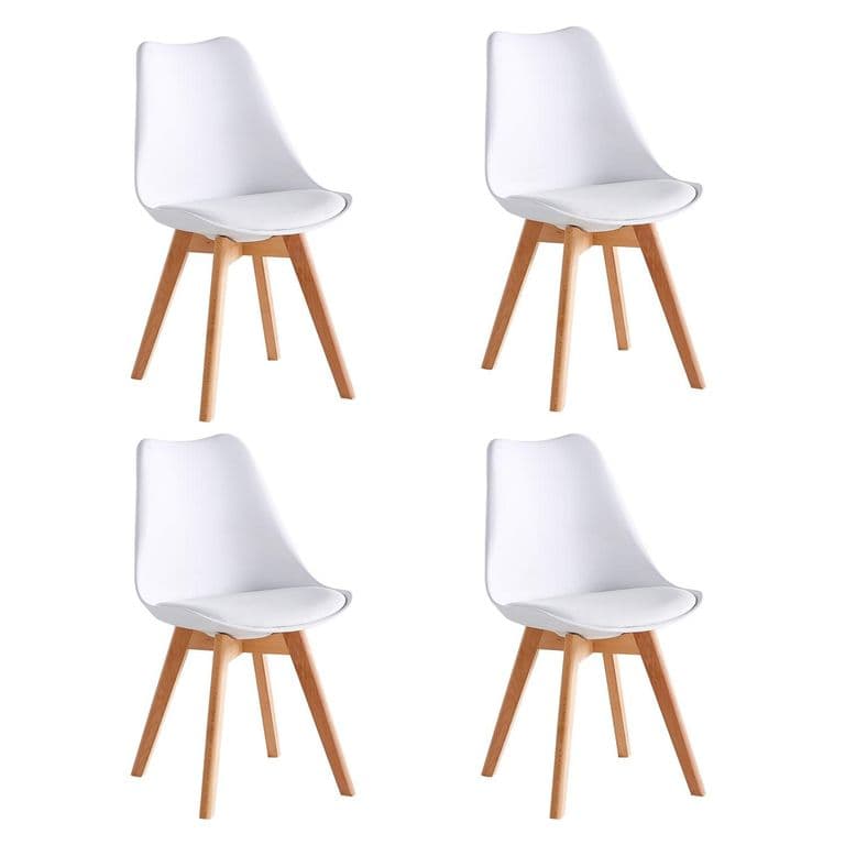 Pack x4 Sillas de Comedor Tulip Blanca - Blanco Blanco