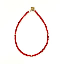 Pulsera Cristal Rojo Mostacillas Enchapado Oro 18K Rojo TALLA UNICA