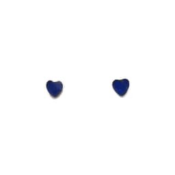 Aros Mini Corazon Lapislazuli Plata Fina 925 Azul TALLA UNICA