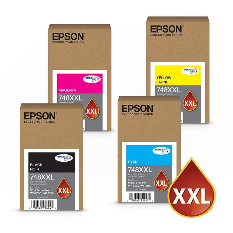 4 Tintas T748xxl Bcmy Wf Pro 6090 6590 8090 8590 C/iva