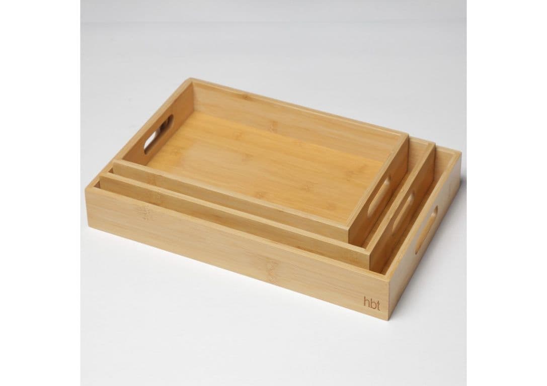 Set 3 Bandejas Servir Bambu Natural